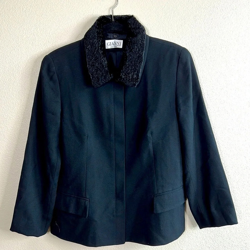 Gianni Sport Black 100%Wool Suit Jacke